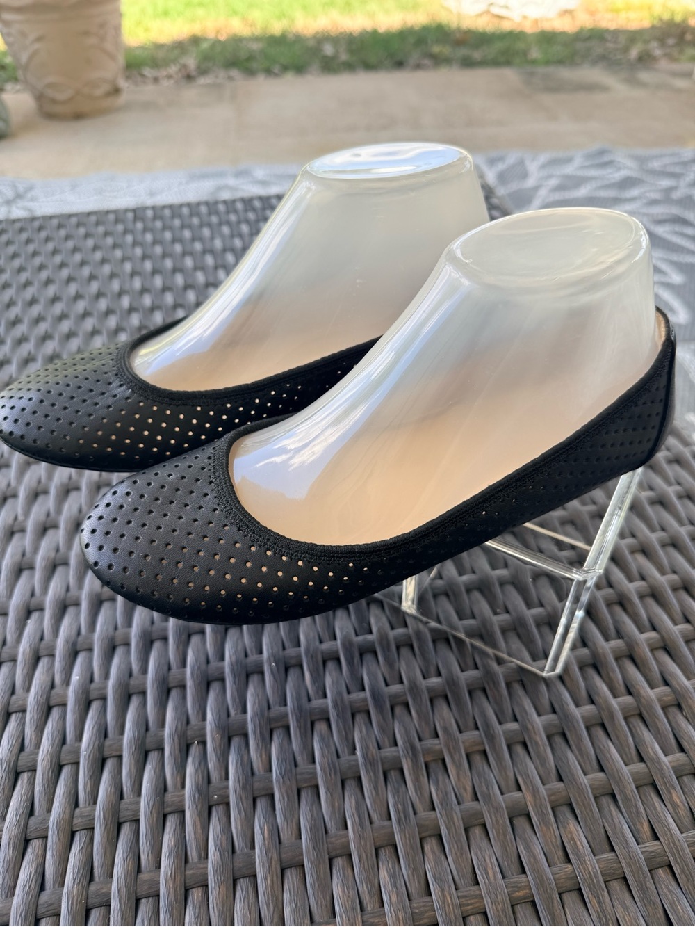 Adam Tucker Black Perforated Ballet Flats - Picture 4 of 15